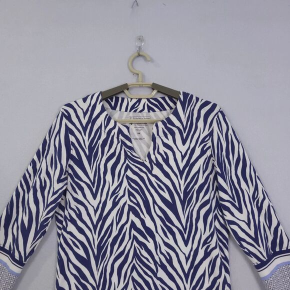 Coolibar Top Womens X-Small St Lucia UPF 50+ Tunic Blue White 3/4 Sleeve XS - Picture 4 of 10